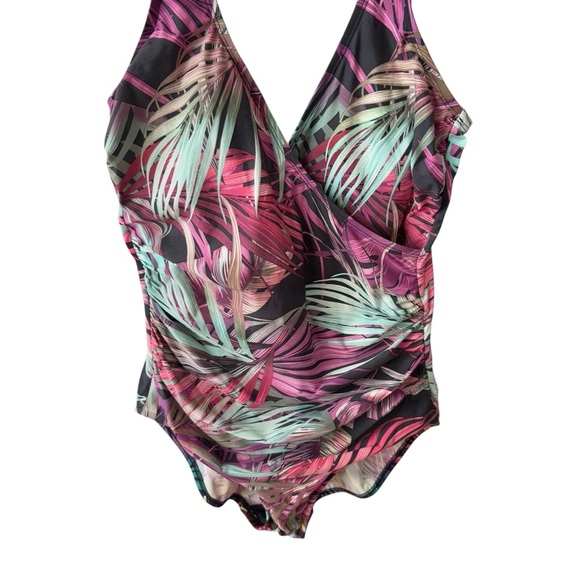 Miradonna by Miraclesuit Bahama Palms 1 Pc Swimsuit Plus Size 14 Pool Resort - Picture 6 of 8